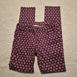 Garnet Hill girls size 10 purple and white pants adjustable waist VGUC